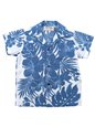[Exclusive] Royal Hawaiian Creations Hibiscus Panel Blue Poly Cotton Boys Hawaiian Shirt
