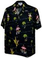 Pacific Legend Flamingo Black Cotton Men&#39;s Hawaiian Shirt
