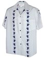 Pacific Legend Honu Panel White  Cotton Men&#39;s Hawaiian Shirt