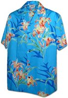 Pacific Legend メンズ アロハシャツ [オーキッド/ブルー/コットン]