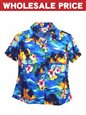 [Wholesale] Pacific Legend Sunset Blue Cotton Women&#39;s Fitted Hawaiian Shirt