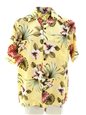 Royal Hawaiian Creations Hibiscus &amp; Monstera Light Yellow Rayon Men&#39;s Hawaiian Shirt