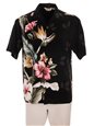 Royal Hawaiian Creations Tropical Flowers Black Rayon Men&#39;s Hawaiian Shirt