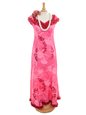 Princess Kaiulani Night Blooming Cereus Pink Poly Cotton Hawaiian Frill Sleeve Long Dress