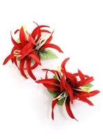 Red Spider Lily Keiki Hair Clip 2.75" 2Piece Set