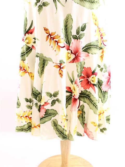 [Exclusive] Two Palms Sonic Beige Rayon Hawaiian Long Dress | AlohaOutlet