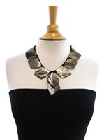 10-Diamond Shape Black Mother of Pearl Tahitian Shell Necklace