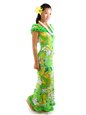 [Exclusive] Royal Hawaiian Creations Big Protea Apple Nahenahe Ruffle Long Muumuu Dress