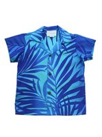 [Exclusive] Anuenue Ginger Turquoise & Royal Poly Cotton Boys Hawaiian Shirt