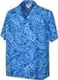 Pacific Legend Monstera Plumeria Blue Cotton Men&#39;s Hawaiian Shirt