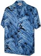Pacific Legend Banana Leaves Blue Cotton Men&#39;s Hawaiian Shirt