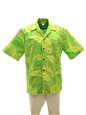 Monstera Kiwi Poly Cotton Men&#39;s Open Collar Hawaiian Shirt