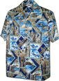 Pacific Legend Surf &amp; Honu Navy Cotton Men&#39;s Hawaiian Shirt