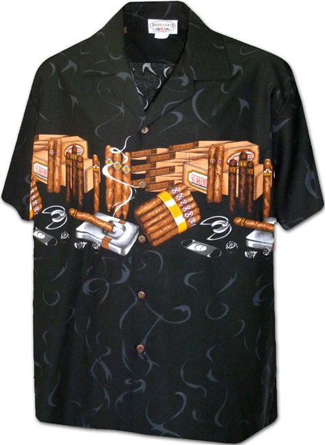 Pacific Legend メンズ アロハシャツ [シガー/ブラック/コットン