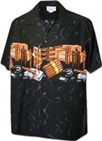 Pacific Legend Cigar Black Cotton Men's Hawaiian Shirt