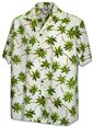 Pacific Legend Palm Tree Ivory Cotton Men&#39;s Hawaiian Shirt