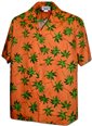 Pacific Legend メンズアロハシャツ [パームツリー/オレンジ/コットン]