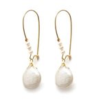 Splendid Iris Pearl  Gold Earrings