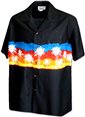 Pacific Legend Palm Tree Black Cotton Men&#39;s Hawaiian Shirt