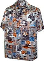 Pacific Legend Enjoy Hawaii Rust Cotton Men's Hawaiian Shirt