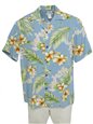 [Plus Size] Two Palms Tuberose Blue Rayon Men&#39;s Hawaiian Shirt