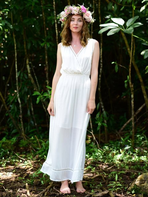 Angels by The Sea White Nahele Long Dress Xs