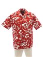 Hilo Hattie Classic Hibiscus Pareo Red Cotton Men&#39;s Hawaiian Shirt