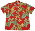 Waimea Casuals Airbrush Bird of paradise Red Cotton Men's Hawaiian Shirt