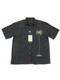 Bamboo Cay Single Palm Black Modal/Polyester Men&#39;s Hawaiian Shirt