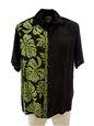 Hilo Hattie Prince Kuhio Black &amp; Green Rayon Men&#39;s Hawaiian Shirt