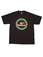Christmas Wreath Black Cotton Men's Hawaiian T-Shirt