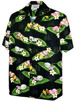 Pacific Legend Sushi Black Cotton Men's Hawaiian Shirt