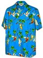 Pacific Legend Hawaiian Party Parrot Blue Cotton Men&#39;s Hawaiian Shirt