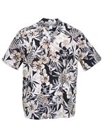 Two Palms Pineapple Garden Black Cotton Men's Hawaiian Shirt