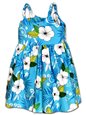 Pacific Legend Hibiscus Fern Blue Cotton Toddlers Hawaiian Bungee Dress