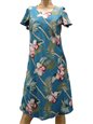 Paradise Found Orchid Bamboo Peri Rayon Hawaiian A-Line with sleeves Short Dress