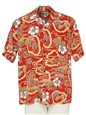 Hilo Hattie Vintage Scenic Red Rayon Men&#39;s Hawaiian Shirt