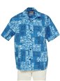 Hilo Hattie Petro Blue Cotton Men&#39;s Hawaiian Shirt