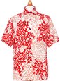 Anuenue Coral Seahorse White&amp;Red Rayon Men&#39;s Hawaiian Shirt