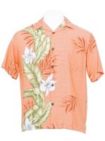 Hilo Hattie Orchid Panel New Coral Rayon Men's Aloha Shirt