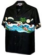 Pacific Legend Active Santa Black Cotton Men&#39;s Hawaiian Shirt