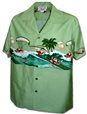 Pacific Legend Active Santa Green Cotton Men&#39;s Hawaiian Shirt