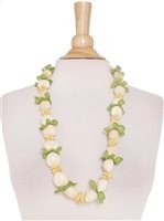 Natural Yellow Kukui Nut, Leaf & Shell Combination Lei