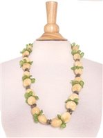 Natural Green Kukui Nut, Leaf & Shell Combination Lei