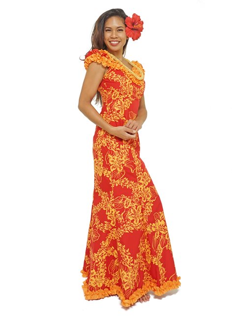 Hawaiian long dresses with sales sleeves