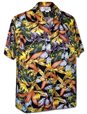 Pacific Legend Taro Black Cotton Men&#39;s Hawaiian Shirt