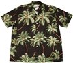 Waimea Casuals Wailea Palms Black Cotton Men&#39;s Hawaiian Shirt