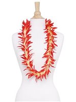 Bright Red/Yellow Center Silk Spider Lily Lei 40"