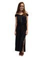 Angels by the Sea Off-Shoulder with Embroidery Black Rayon Lily Long Dress