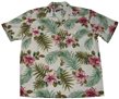 Waimea Casuals Hibiscus Fern  White Cotton Men&#39;s Hawaiian Shirt